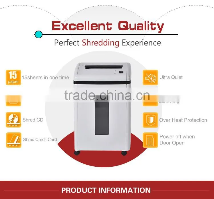 Best Office use 15sheets Cross cut heavy duty paper shredder JP-6215CD