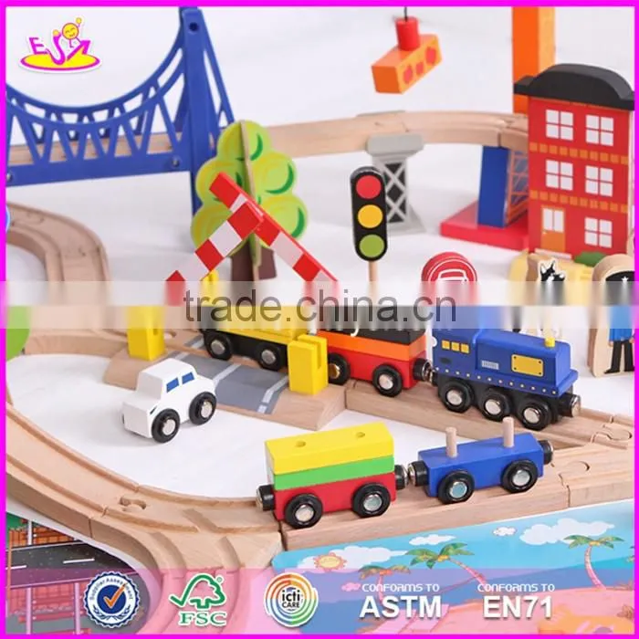 2017 Top fashion funny children activity toys wooden train tracks toys W04C066