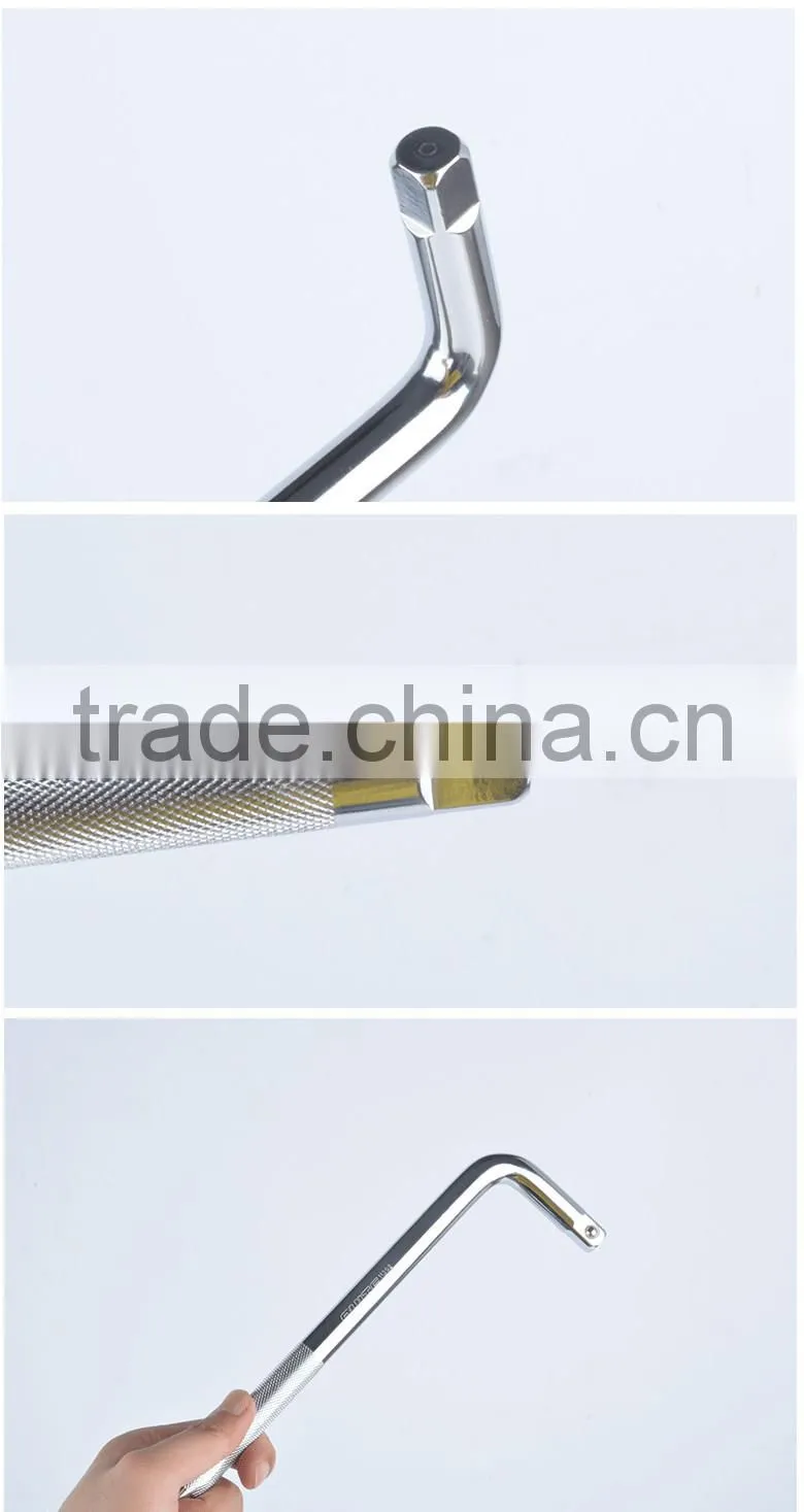 Mirror surface CR-V 12.5mm socket ben extention rod,polishing CR-V socket rod,1/2" bent extension rod