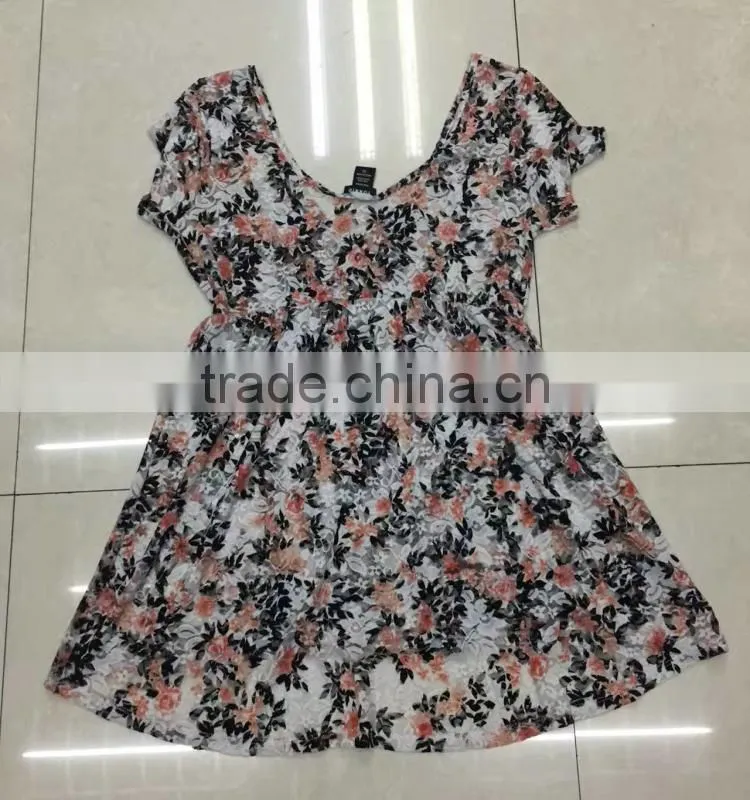 Yiwu leftover stock flower full print ladies lace tops