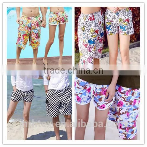 Hot sale custom printing couple beach shorts made in china