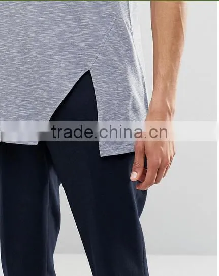 Alibaba china supplier o neck t shirt Irregular cutting mens t shirt