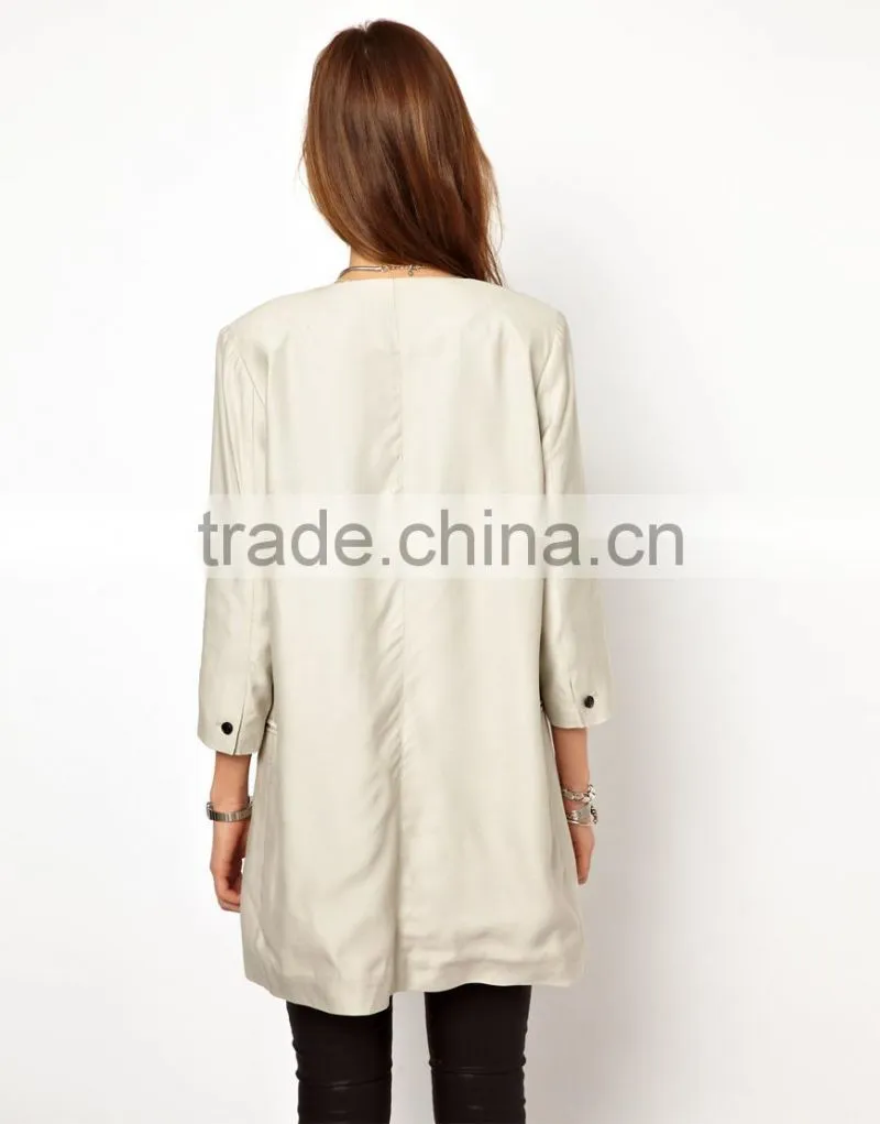 2013 wholesale fashion longline relaxed high quality viscose blazer for ladies