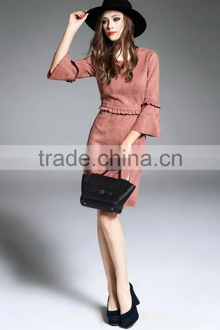 women's spring/autumn new style slim fit suede dress