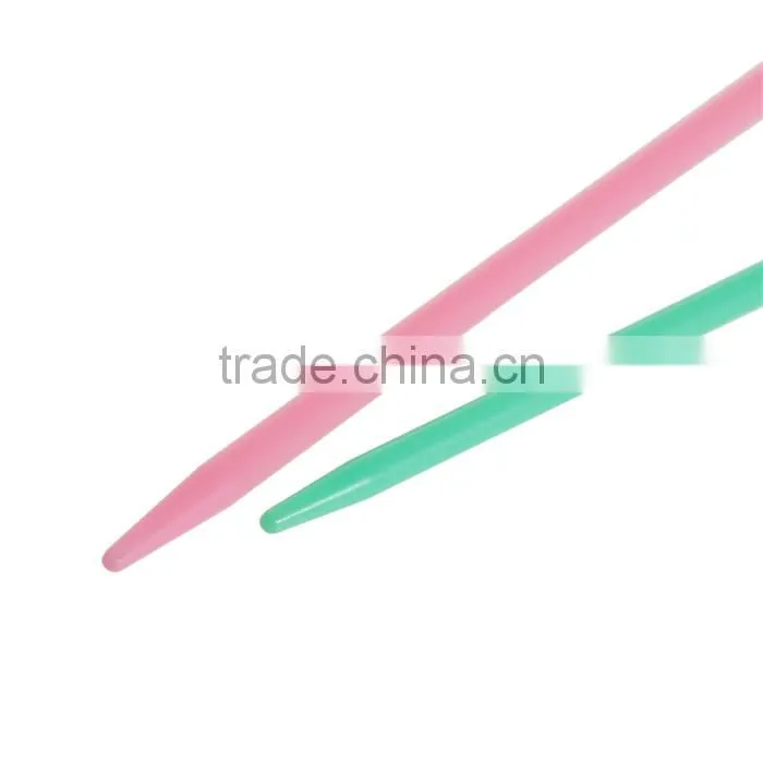 2.5mm 3mm Plastic Knitting Needles Pink & Green 9.3cm(3 5/8") 7cm(2 6/8")long, 5 Sets