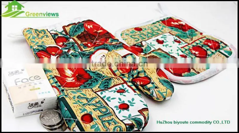 2pc kitchen set oven glove pot holder cotton printed oven mitt and pot holder set for kitchen