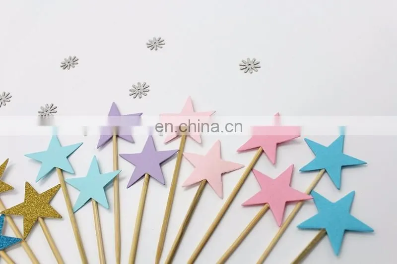 Colorful Stars Cupcake Topper Birthday Party Wedding Cake Decorations