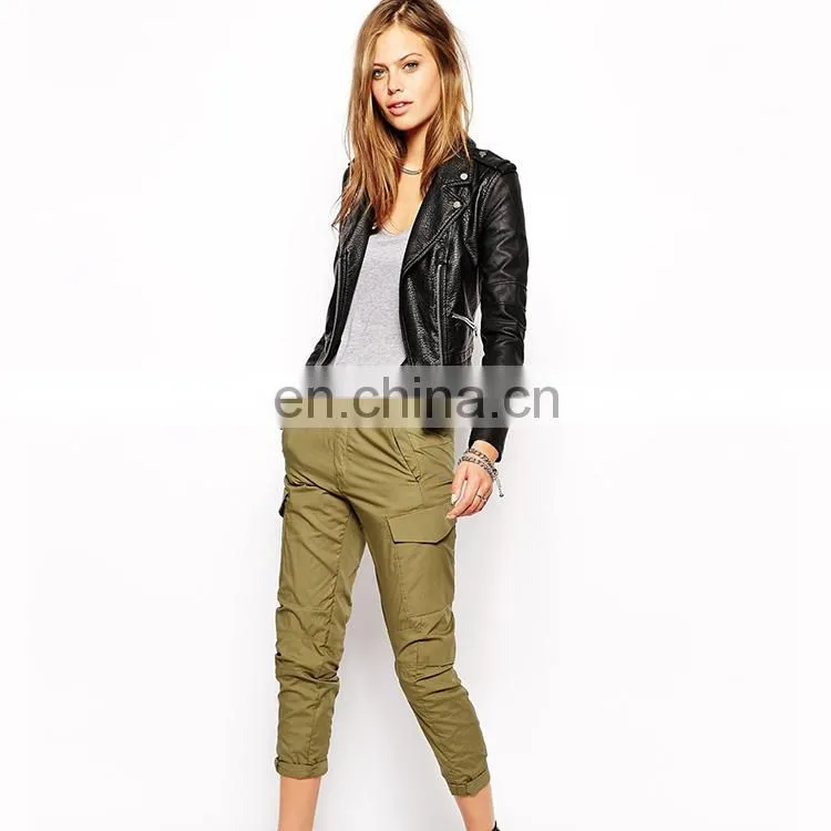 Cargo pants woth 3/4 length khaki ladies cargo pants