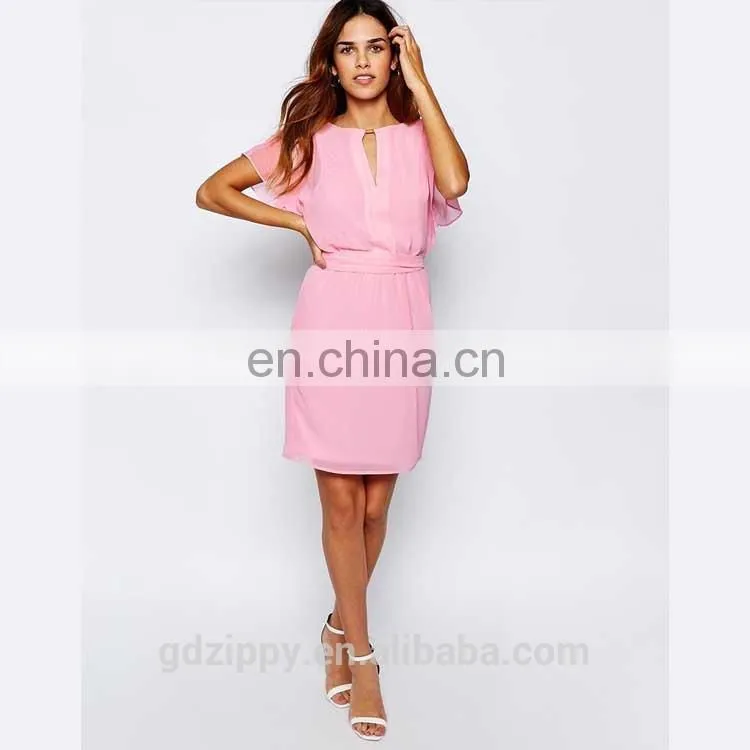 Alibaba express clothing Warehouse Chiffon Angel Sleeve Dress for women