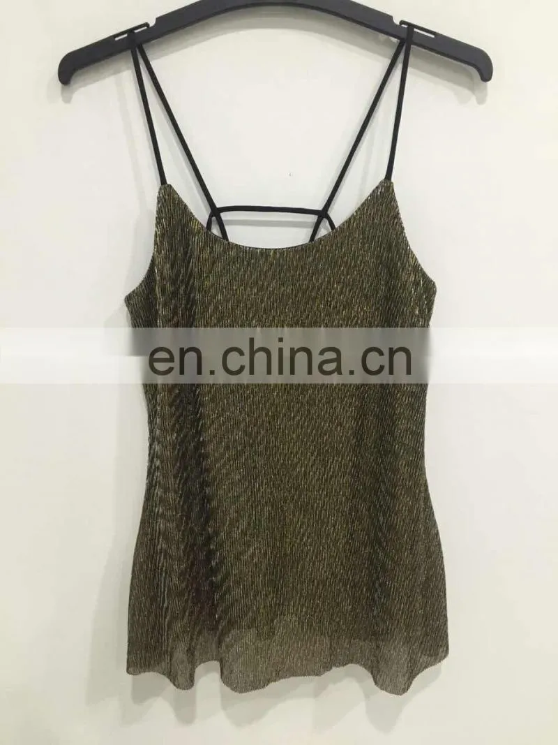 2017 summer metallic backless condole belt camisole