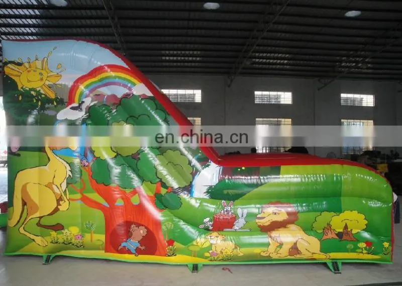 Animal theme world 0.55mm PVC giant inflatable double lane slip super slide