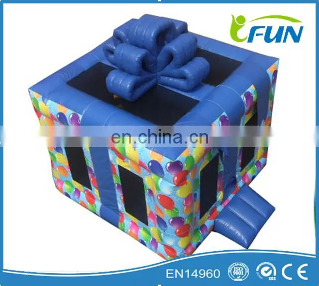 gift box inflatable bouncer for sale/inflatable gift box bouncer/inflatable gift box jumping bouncer