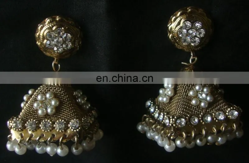 Indian Jewelry Jhumka Earrings, Big jhumka, Gold silver plated earrings Manufacturer