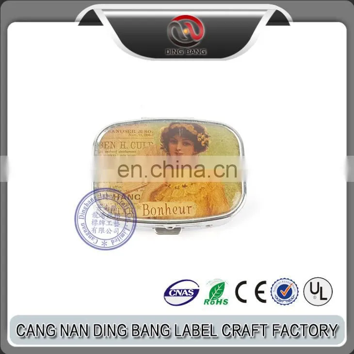 High Quality Cheap Epoxy Type And 2 Space Insert Type Rectangle Shaped Metal Small Pocket Pill Box