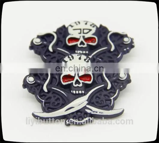 wholesale custom metal button in garment, circle painted clothing label