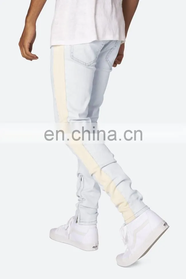 DiZNEW White Mens Wholesale Track Scratch Denim Jeans Pants For Men