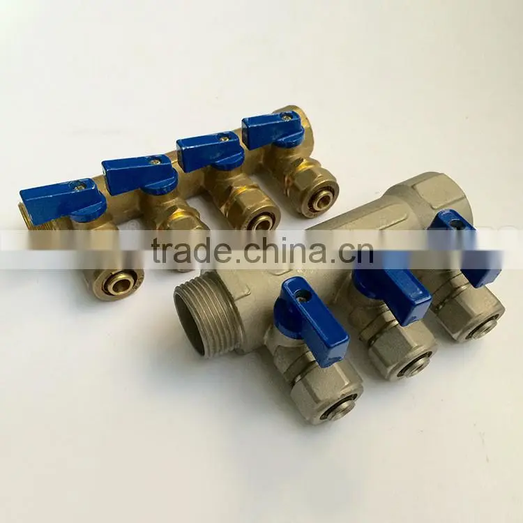 Reasonable price pex gas pipe manifold brass 3 valve manifold for pex al pex pipe