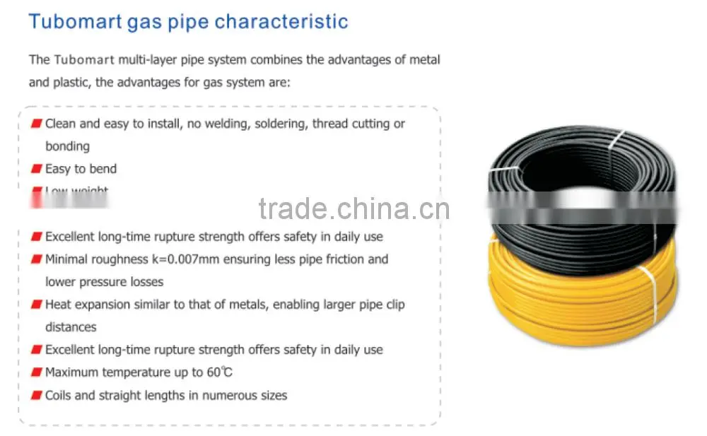 Profession supplier Best grade yellow pipe PEX-AL-PEX natural gas pipe with factory price