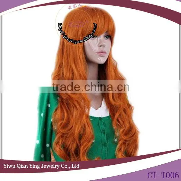 beauty long curly brown anime cosplay wig for wholesale
