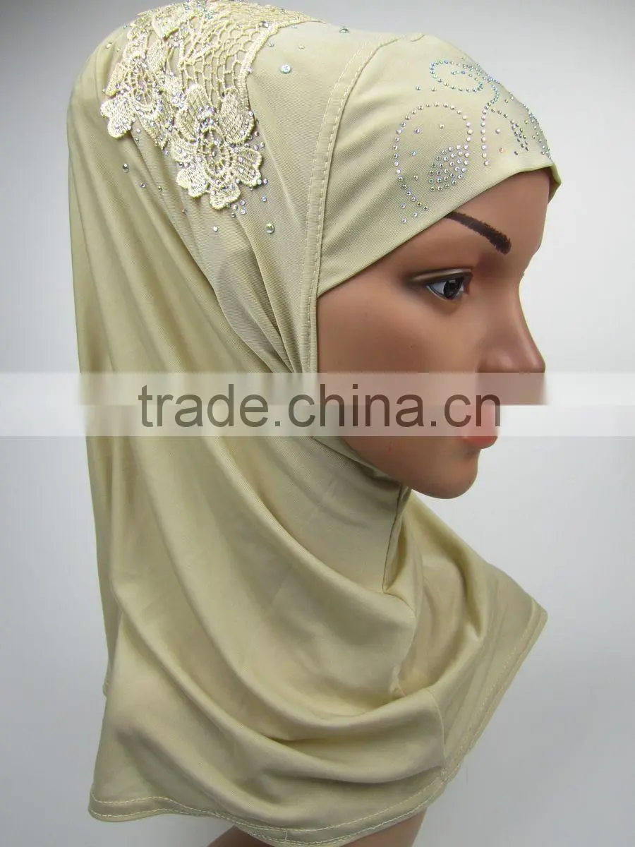 Latest design spring Applique MUSLIM HIJAB with 12colors islamic flower headscarf shawl