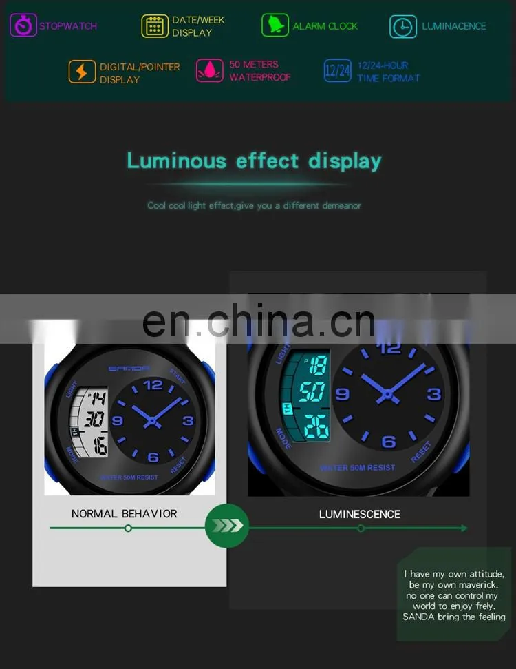SANDA 763 Men boys sport latest silicone strap quartz analog waterproof cheap digital watch