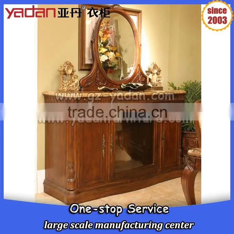 Antique wooden dressing table designs for bedroom with mirror and stool