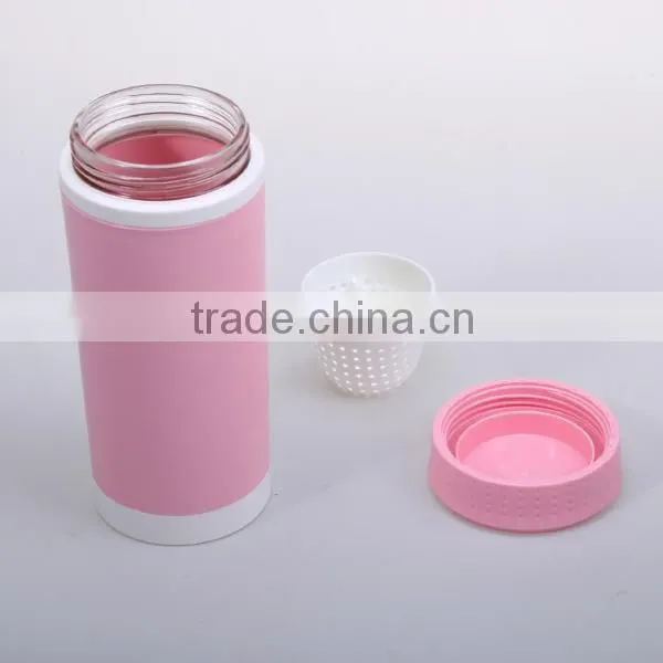 hot sale 420ML student sport Plastic water bottles with strainer