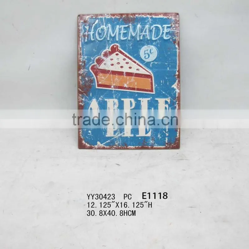 retro decorative hot dog embossed metal plate tin sign, hanger tin signs