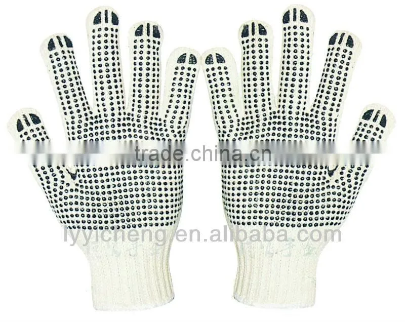 10guage natural white pvc dotted gloves