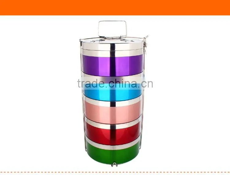 high quality custom lunch box tiffin carrier thermal lunch box with color sprayed process