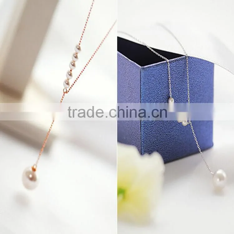 2015 Elegant fine jewelry nature pearl alloy white color chain necklace contracted sweet pearl necklace