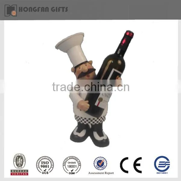 Naughty resin chef kitchenware wine bottle rack holder decoration