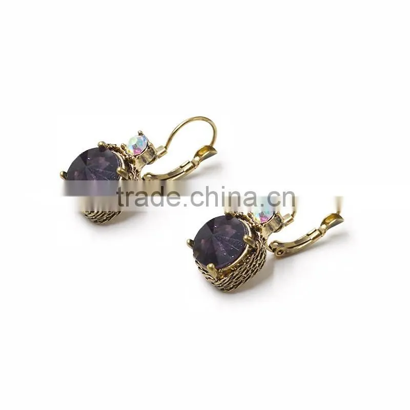 New Model Rhinestone Zircon Giold Huggie Back Dangling Hoop Earrings