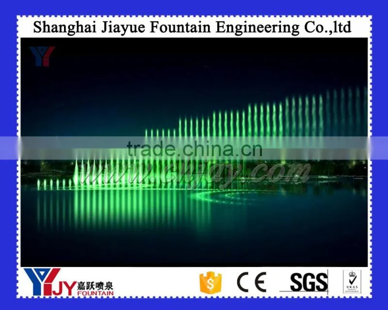 Outdoor large scale gas explosion fountain project with music and led light in the lake