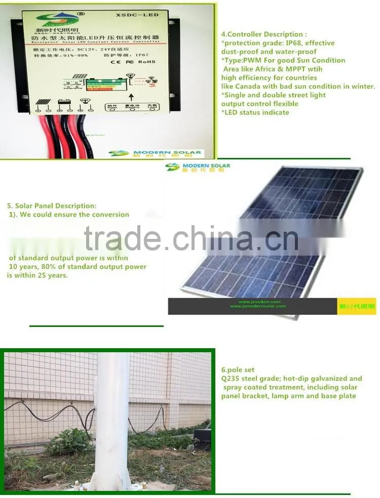 5 years Warranty 4M 24W Solar LED Street Lights(space 1# series)