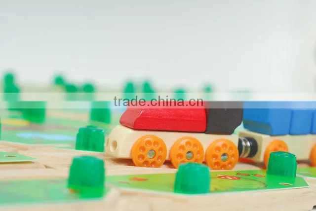 Wooden toy train tracks set for kids