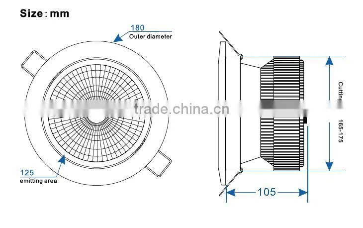 best effiiciency high lumen 4800lm super brightness cob led downlight 40w