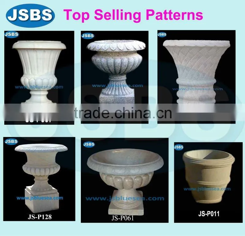 red natural marble carved garden decorative flower pot