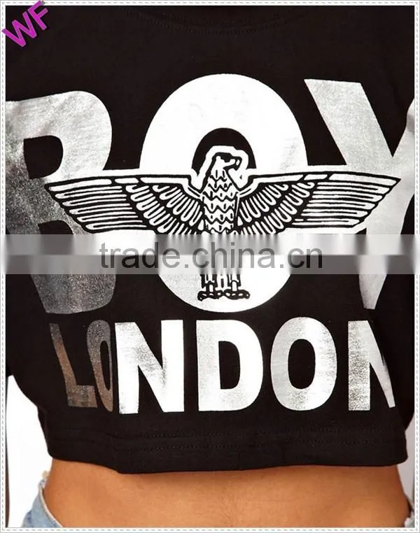 2015 Custom printing T-shirt ,100% Cotton O neck crop t shirts , printed t shirt women t-shirt wholesale China t shirt printing