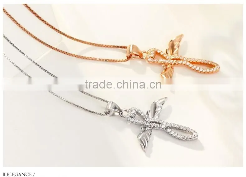 Rose gold plated 925 silver cross necklace