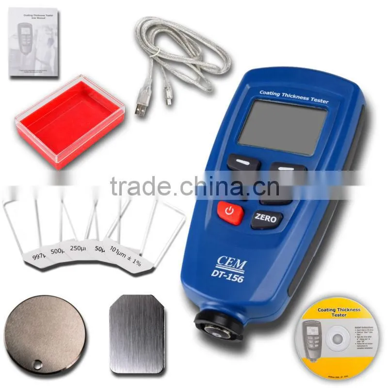 CEM DT-156 Paint Coating Thickness Gauge Meter Auto F/NF Probe 1250um V-groove