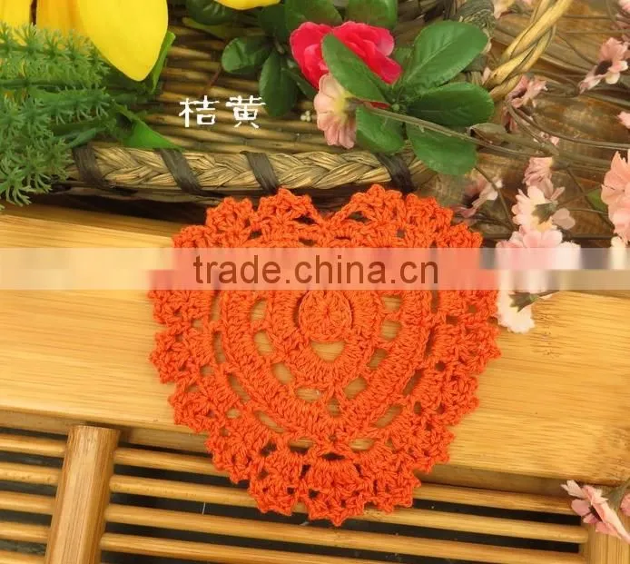 Heart Doilies,wedding decoration woven coasters cute heart shaped Applique