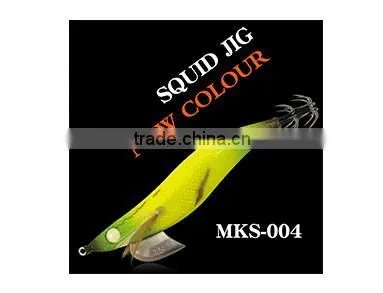 Gold body red head double hook squid jig