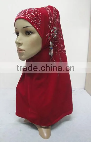 H283 new style one piece hijab with handmade chains and beadings