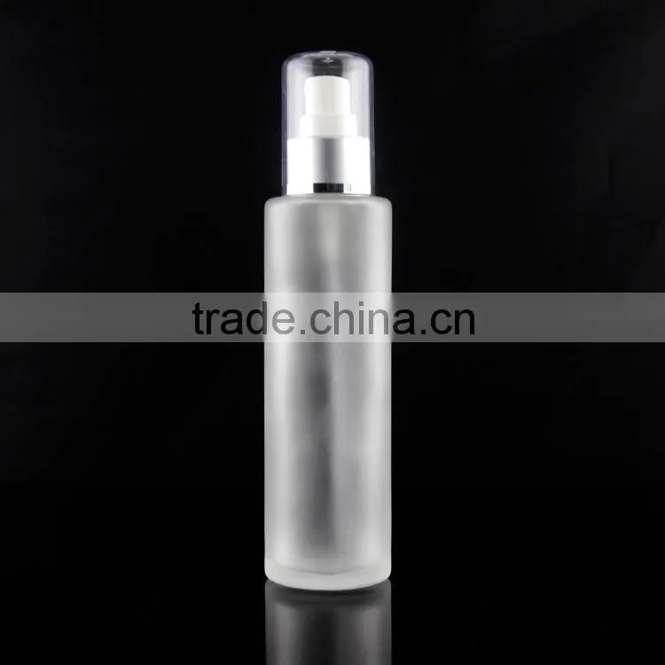 wholesale empty 100ml 120ml 150ml frosted glass bottle for cosmetic with spray pump stock