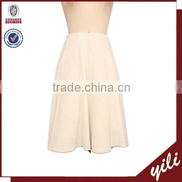 dongguan 2015 simple but elegant white color wholesale under knees skirts