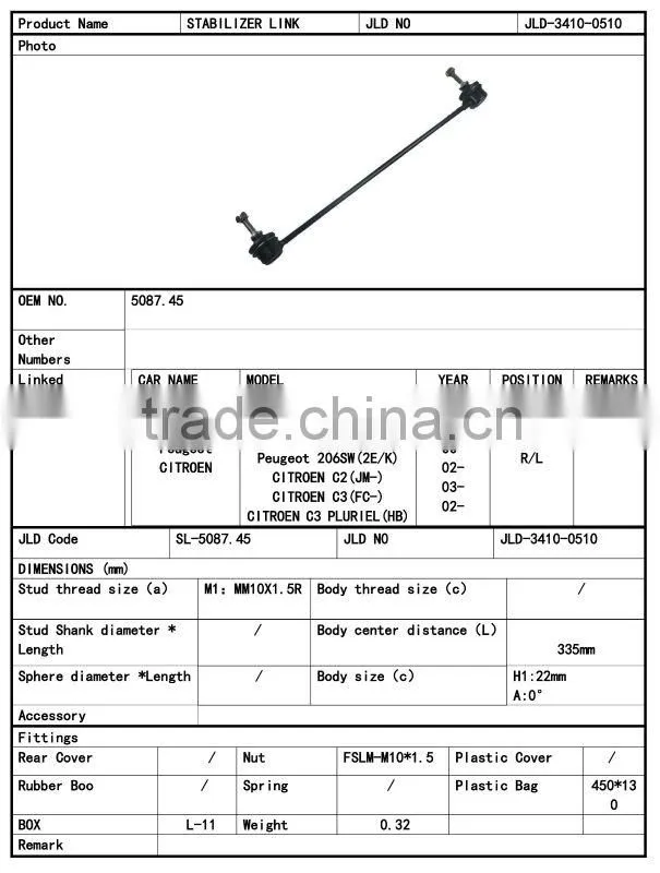 5087.45 rear chevrolet Peugeot CITROEN auto spare parts stabilizer link