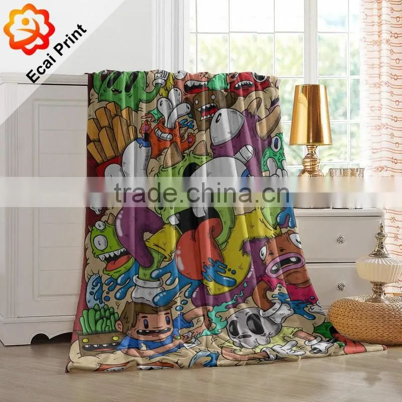 good quality hot sale queen size customize digital printing polar fleece blanket
