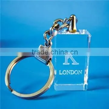 Wholesale 3d laser engraved crystal cube glass block 3d engraving airplane key chain for gifts souvenirs