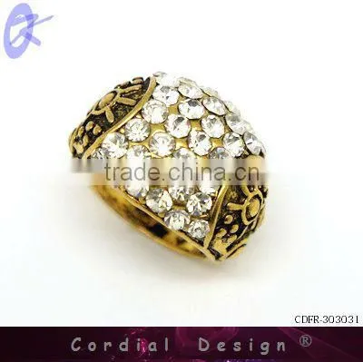 hot sale wholesale vintage design rhinestone high quality ring for man